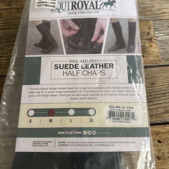 Tough 1 Other - English Riding Half Chaps - Black or Brown Suede Leather - Size‎ M